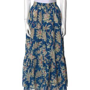 Millie Resort and Travel Blue Maxi Floral Tropical Skirt, XS